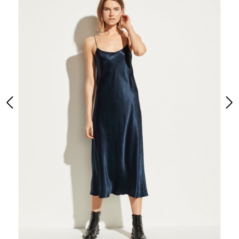 Vince NWOT Navy Satin Slip Dress Size L